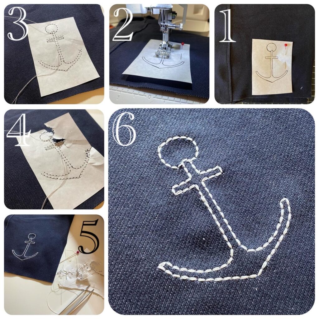 maritime Anker Applikation mit der Nähmaschine gestickt und selbstgemacht