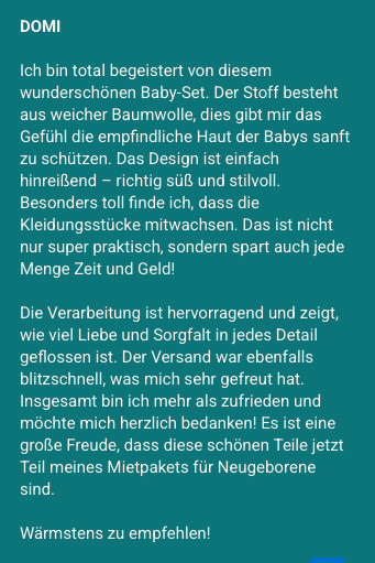 Fünf Sterne Käuferbewertung Domi