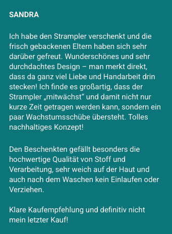 Fünf Sterne Käuferbewertung Sandra